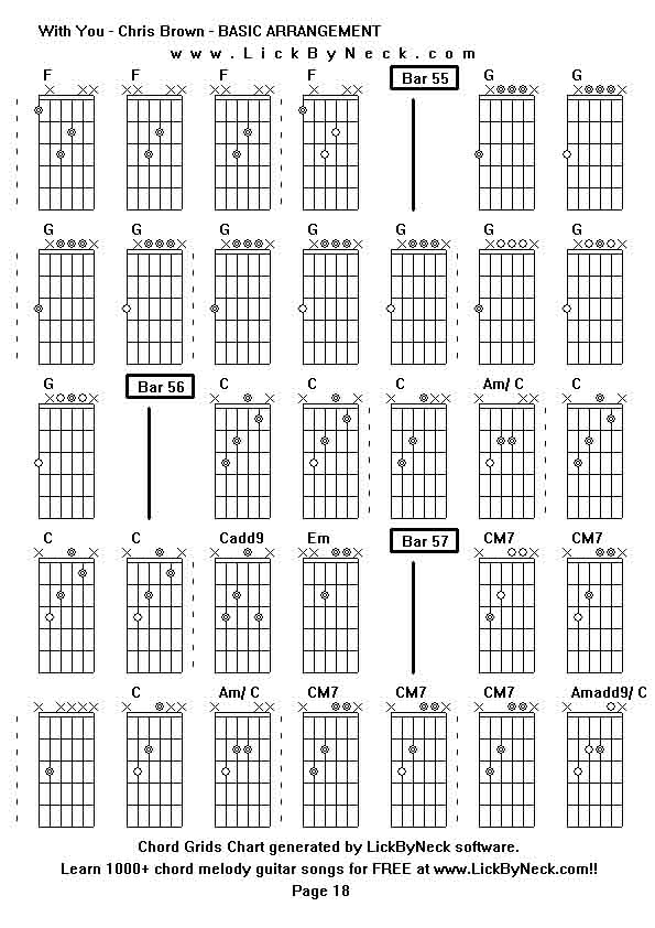 Chord Grids Chart of chord melody fingerstyle guitar song-With You - Chris Brown - BASIC ARRANGEMENT,generated by LickByNeck software.